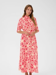 Kaffe Pink KAmira Printed Weave Shirt Dress - Image 1 of 4