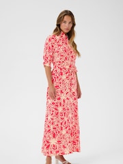 Kaffe Pink KAmira Printed Weave Shirt Dress - Image 2 of 4