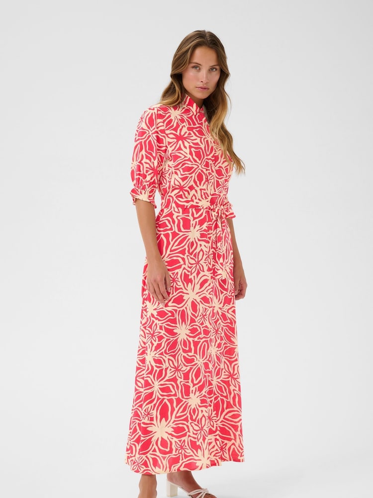 Kaffe Pink KAmira Printed Weave Shirt Dress - Image 2 of 4
