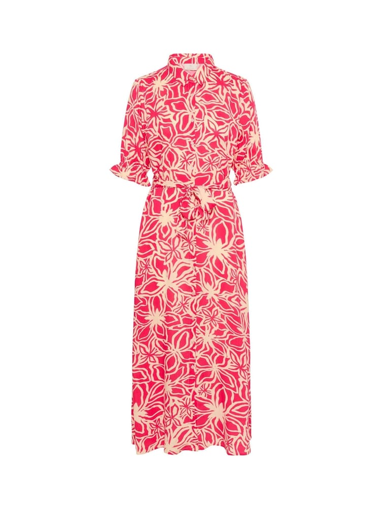 Kaffe Pink KAmira Printed Weave Shirt Dress - Image 3 of 4