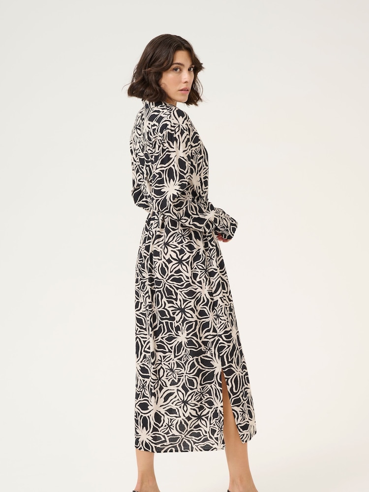 Kaffe KAhannah Floral Print Midi Black Dress - Image 2 of 5 Kaffe KAhannah Floral Print Midi Black Dress - Image 2 of 5