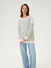 Kaffe KAlizza Boat Neck Striped Pullover White Jumper - Image 2 of 5