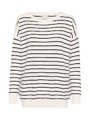Kaffe KAlizza Boat Neck Striped Pullover White Jumper - Image 4 of 5
