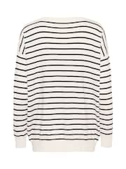 Kaffe KAlizza Boat Neck Striped Pullover White Jumper - Image 5 of 5