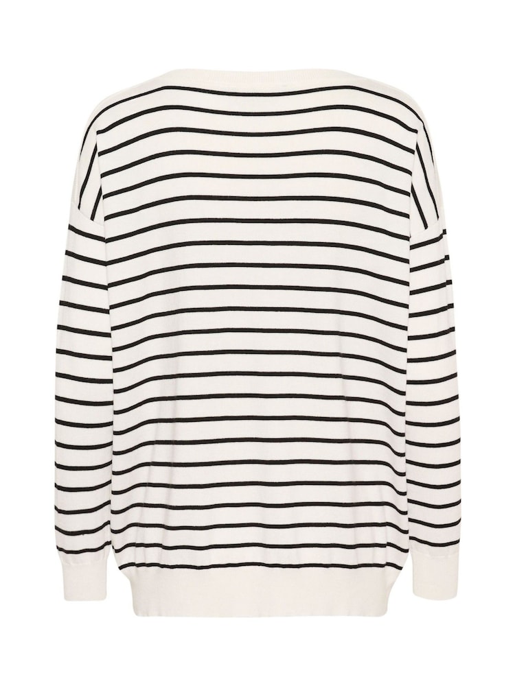 Kaffe KAlizza Boat Neck Striped Pullover White Jumper - Image 5 of 5