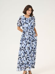 Kaffe Blue KAelina Floral Print Maxi Dress - Image 1 of 5
