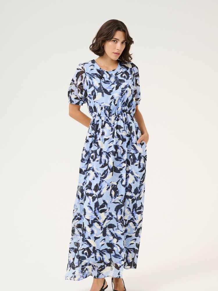 Kaffe Blue KAelina Floral Print Maxi Dress - Image 1 of 5 Kaffe Blue KAelina Floral Print Maxi Dress - Image 1 of 5