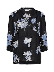 Kaffe Blue KAedita Amber V-Neck 3/4 Sleeve Blouse - Image 5 of 6