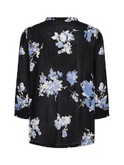 Kaffe Blue KAedita Amber V-Neck 3/4 Sleeve Blouse - Image 6 of 6
