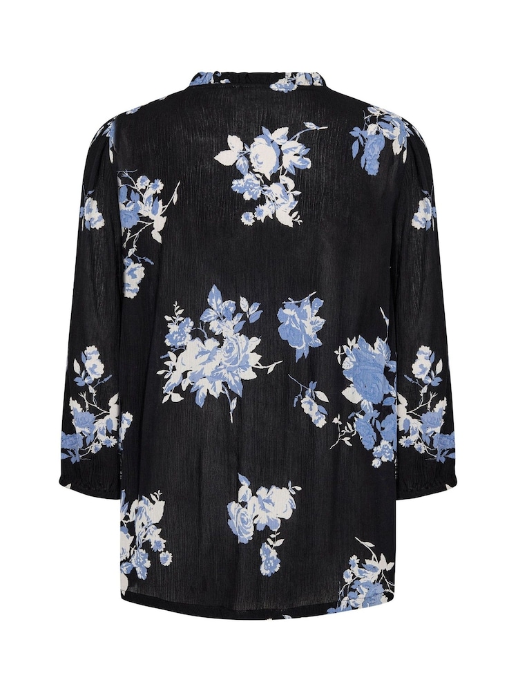 Kaffe Blue KAedita Amber V-Neck 3/4 Sleeve Blouse - Image 6 of 6