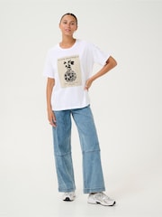 Kaffe 100% Cotton KAfin Relaxed Fit Flower Print White T-Shirt - Image 3 of 6