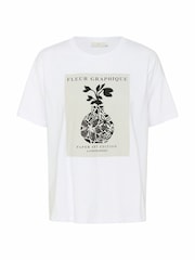 Kaffe 100% Cotton KAfin Relaxed Fit Flower Print White T-Shirt - Image 5 of 6