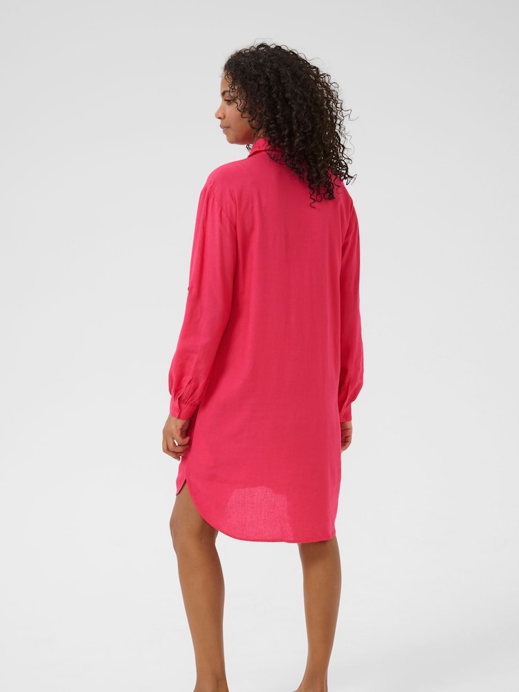 Kaffe Red KAmilia Knee Length Shirt Dress - Image 2 of 6