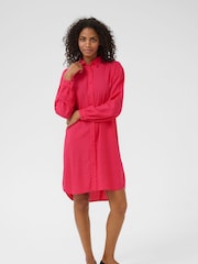 Kaffe Red KAmilia Knee Length Shirt Dress - Image 3 of 6