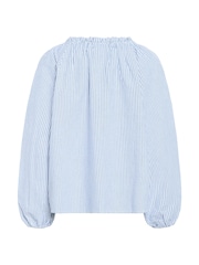 Kaffe Blue KAnelly Notch Neck Long Sleeves 100% Cotton Blouse - Image 4 of 4