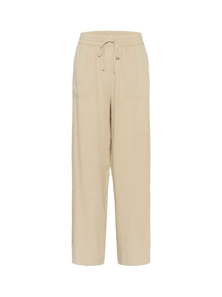 Kaffe Cream KAmilia High Waisted Long Wide Trousers - Image 1 of 2