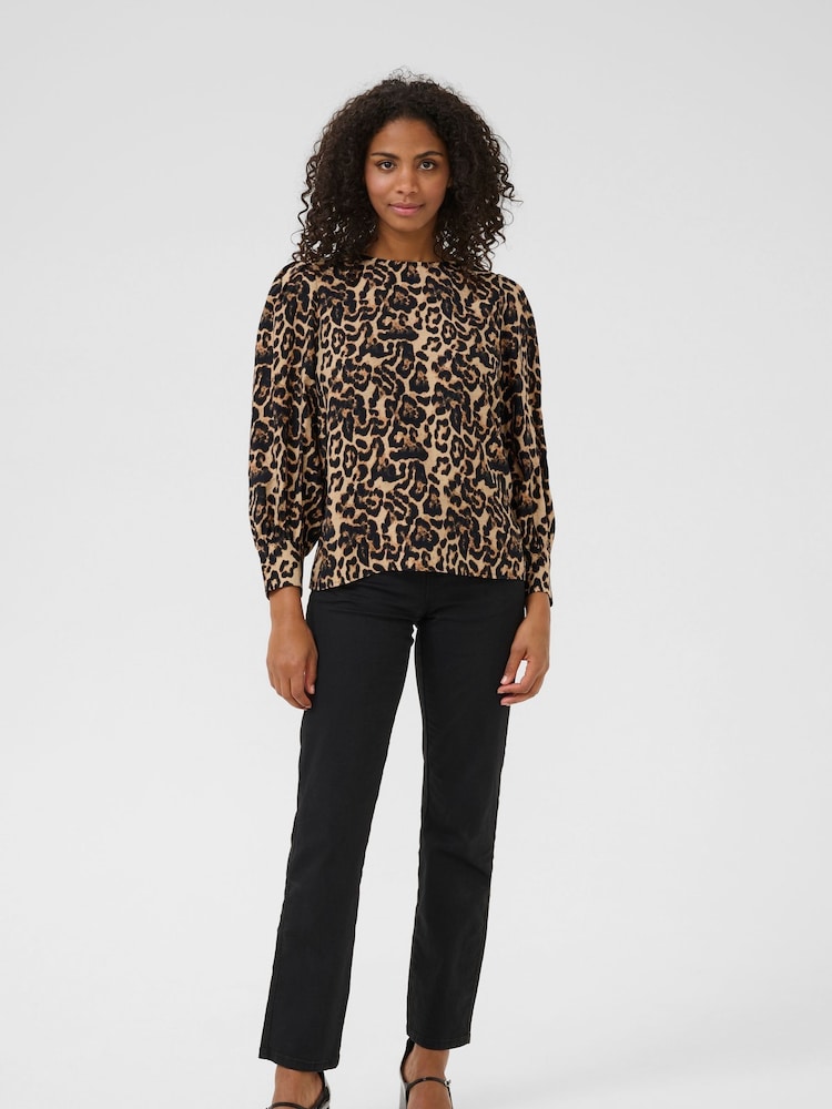 Kaffe Natural KAhannah Leopard Print Blouse - Image 2 of 6 Kaffe Natural KAhannah Leopard Print Blouse - Image 2 of 6