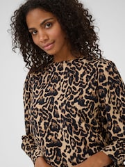 Kaffe Natural KAhannah Leopard Print Blouse - Image 4 of 6