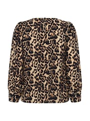 Kaffe Natural KAhannah Leopard Print Blouse - Image 6 of 6