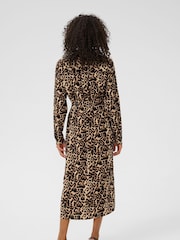 Kaffe Natural KAhannah Leopard Print Midi Dress - Image 2 of 5