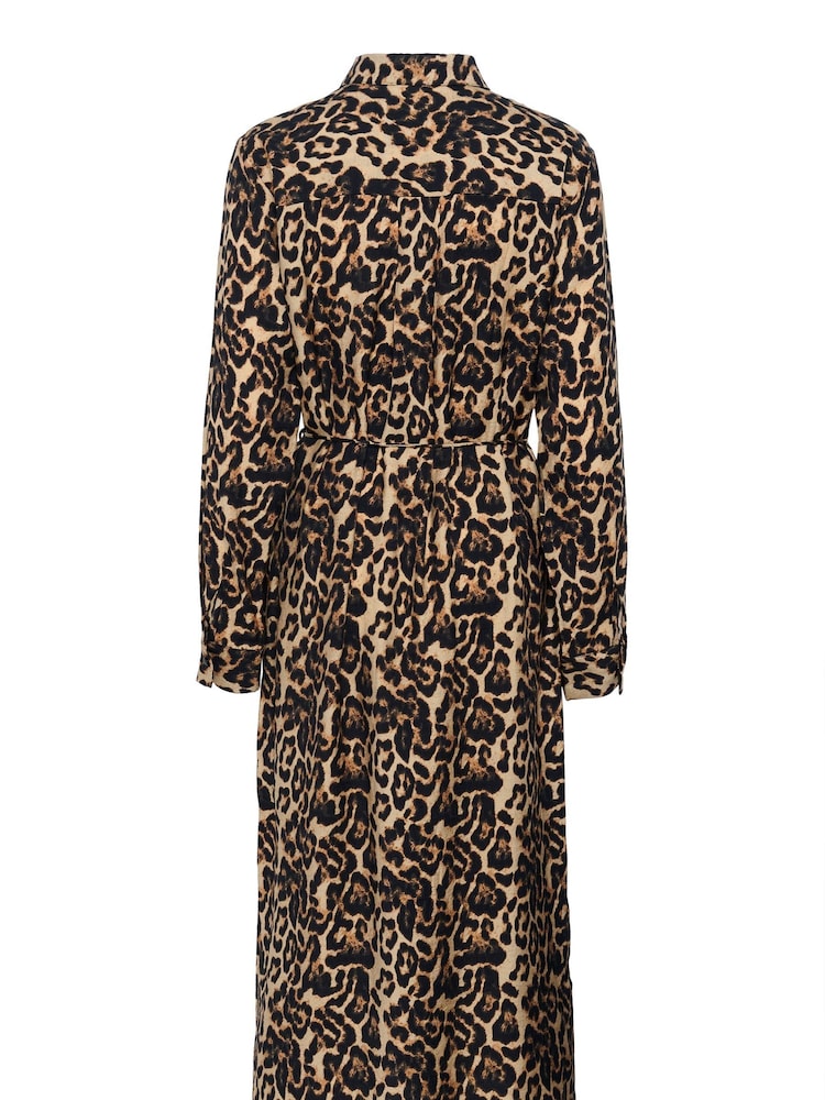 Kaffe Natural KAhannah Leopard Print Midi Dress - Image 5 of 5