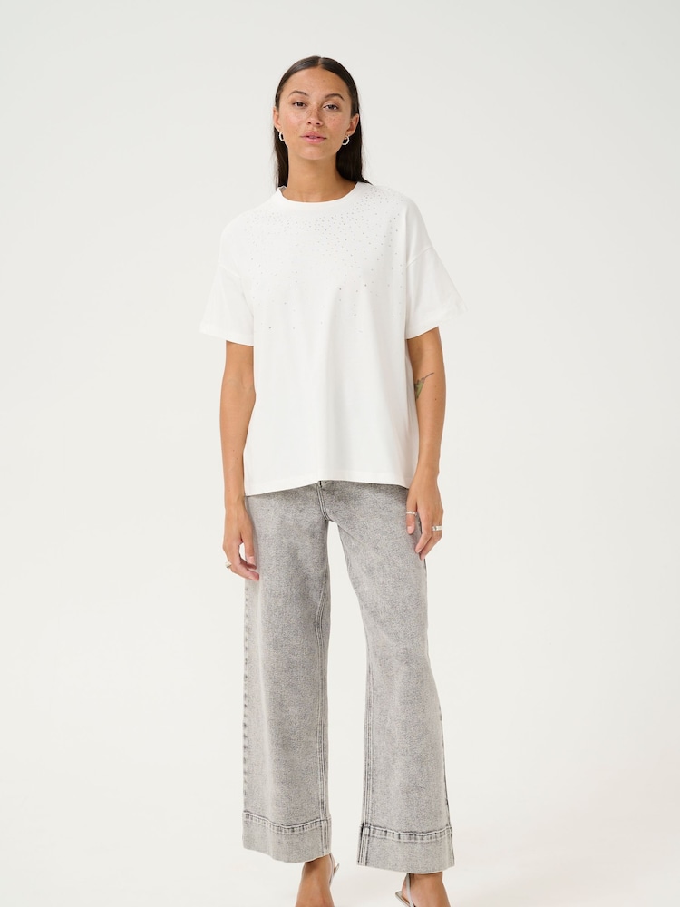 Kaffe KAberisa Relaxed Short Sleeve White T-Shirt - Image 2 of 6