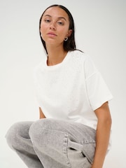 Kaffe KAberisa Relaxed Short Sleeve White T-Shirt - Image 4 of 6