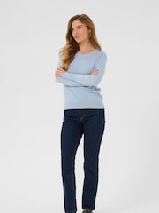 Kaffe Blue KAlizza Round Neck Knit Pullover Jumper - Image 3 of 6