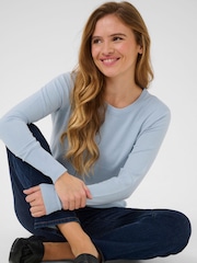 Kaffe Blue KAlizza Round Neck Knit Pullover Jumper - Image 4 of 6
