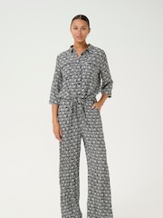 Kaffe KAsanne Plain Weave Printed Black Jumpsuit - Image 1 of 4