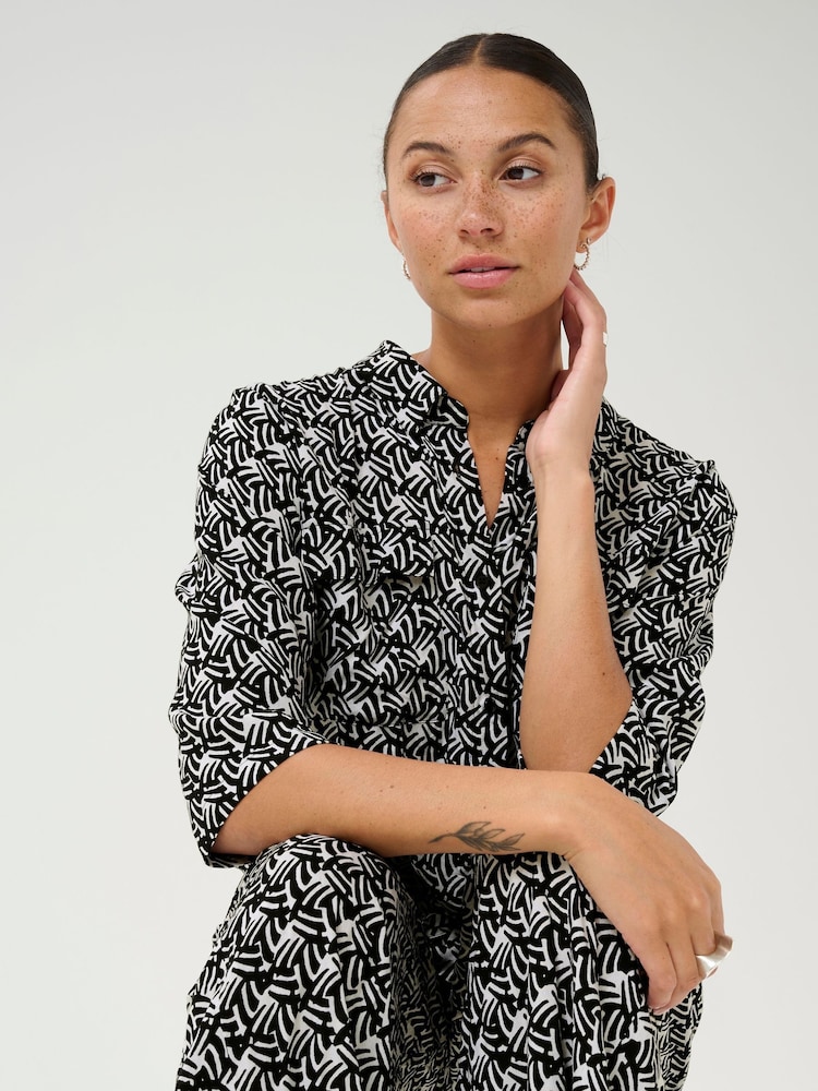 Kaffe KAsanne Plain Weave Printed Black Jumpsuit - Image 2 of 4