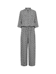 Kaffe KAsanne Plain Weave Printed Black Jumpsuit - Image 3 of 4
