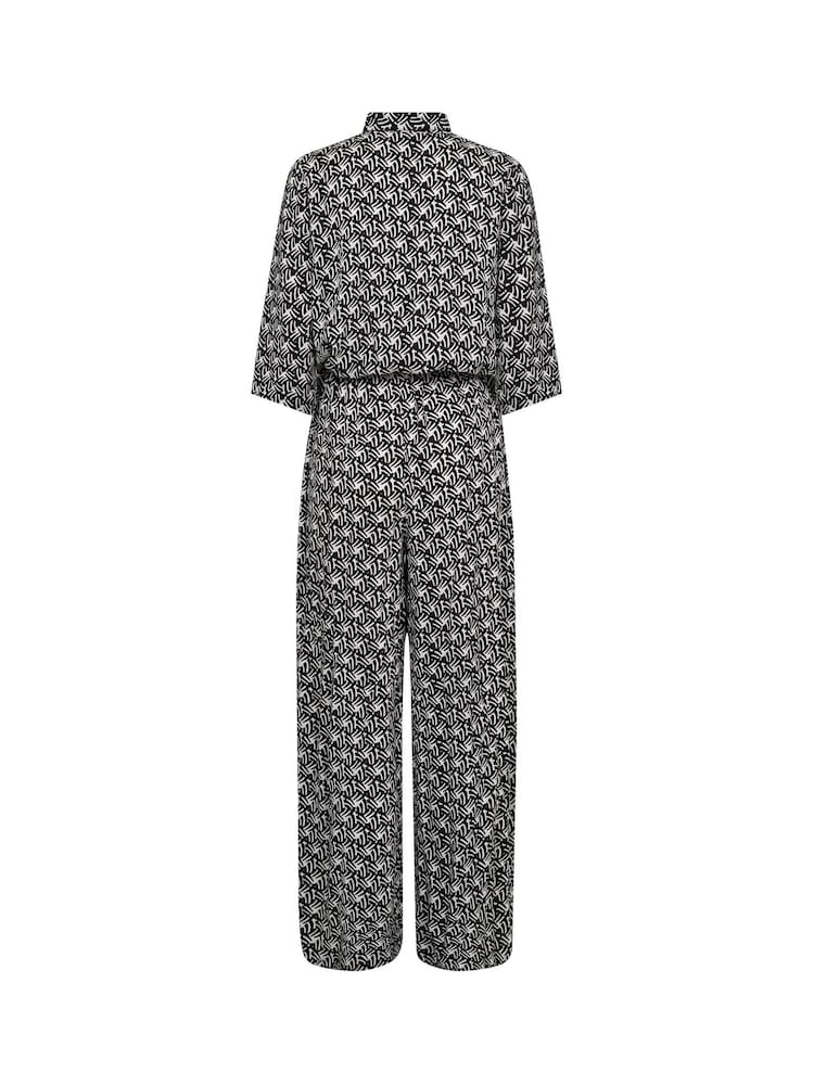 Kaffe KAsanne Plain Weave Printed Black Jumpsuit - Image 4 of 4