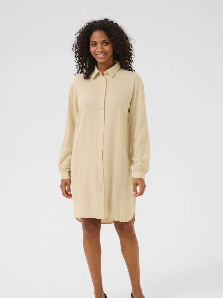 Kaffe Cream KAmilia Long Sleeve Shirt Dress - Image 1 of 6