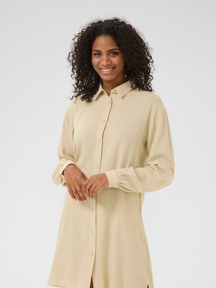 Kaffe Cream KAmilia Long Sleeve Shirt Dress - Image 3 of 6