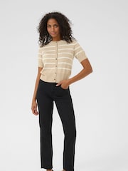 Kaffe Grey KAlizza Short Sleeve Striped Cardigan - Image 2 of 5