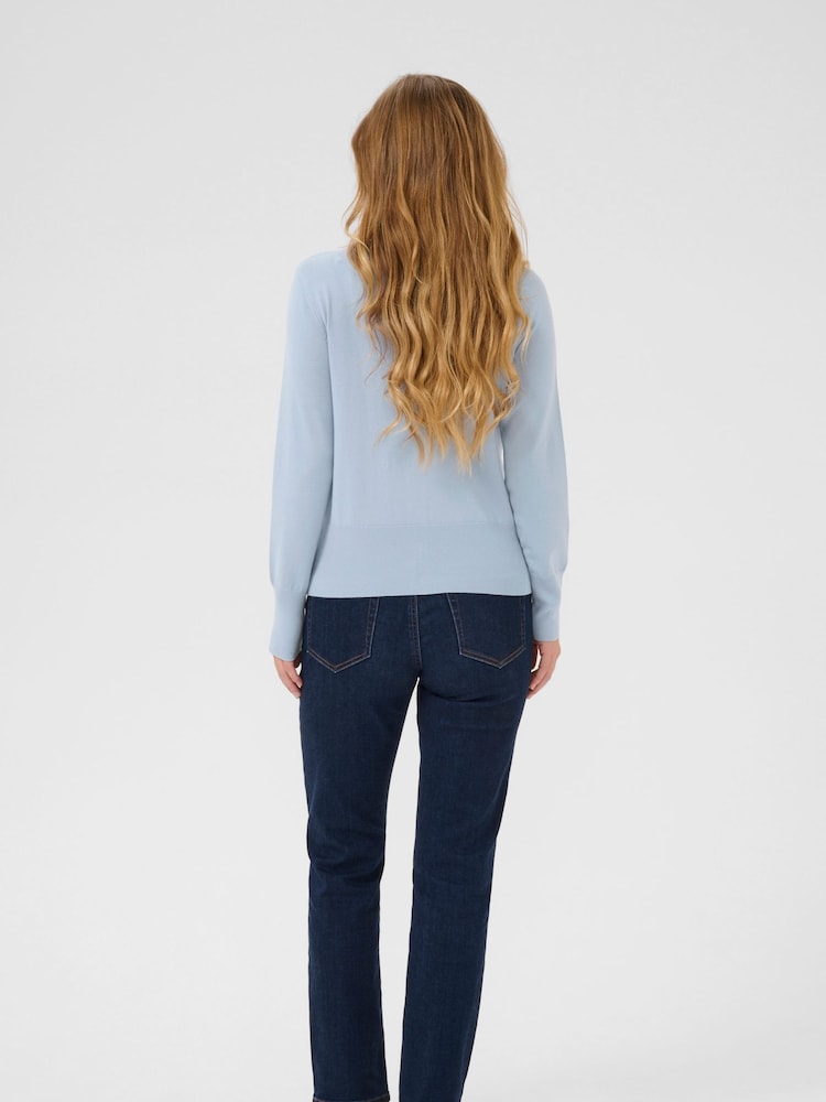 Kaffe Blue KAlizza Round Neck Fitted Cardigan - Image 2 of 6 Kaffe Blue KAlizza Round Neck Fitted Cardigan - Image 2 of 6