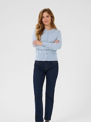 Kaffe Blue KAlizza Round Neck Fitted Cardigan - Image 3 of 6