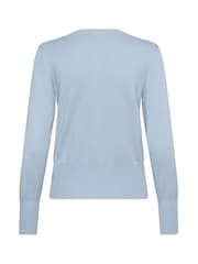Kaffe Blue KAlizza Round Neck Fitted Cardigan - Image 6 of 6