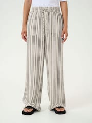 Kaffe Natural KAmilia High Waisted Long Wide Trousers - Image 1 of 6