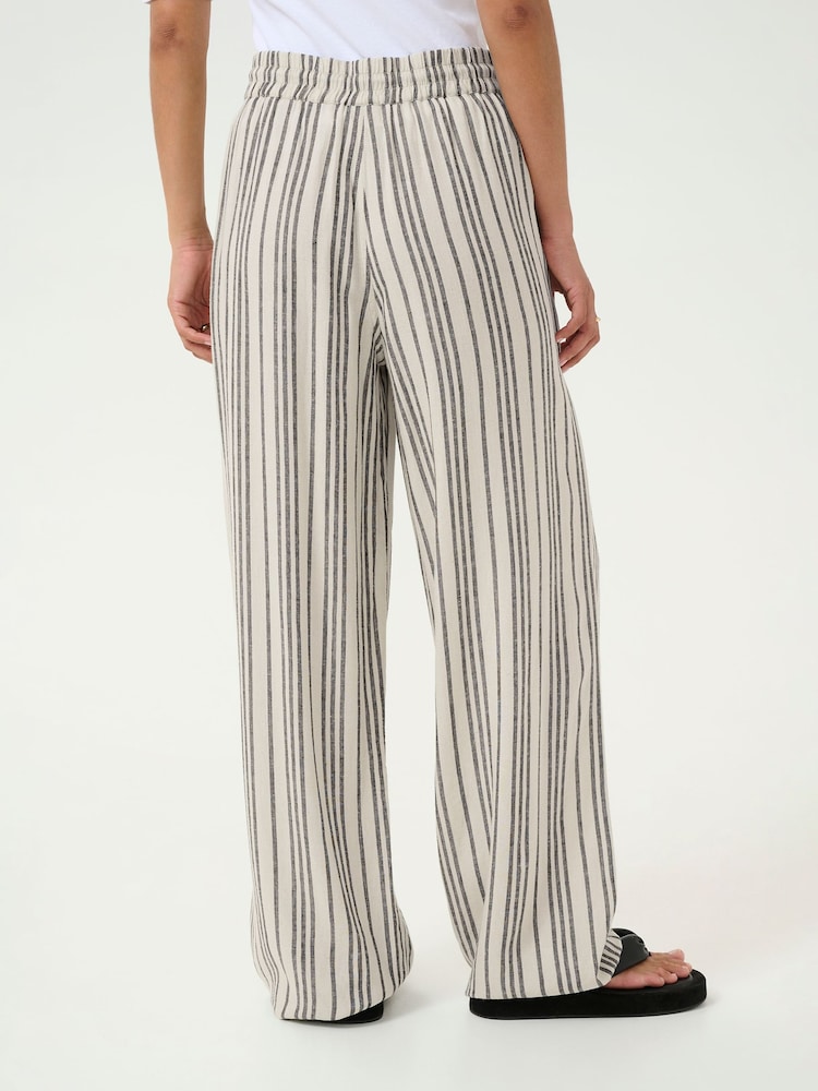 Kaffe Natural KAmilia High Waisted Long Wide Trousers - Image 2 of 6