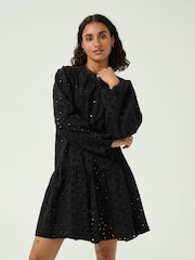 Kaffe KAsilinia Long Sleeve A-Line Mini Black Dress - Image 1 of 5