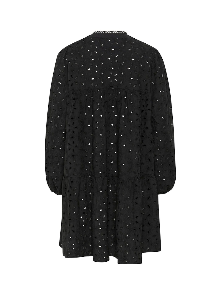 Kaffe KAsilinia Long Sleeve A-Line Mini Black Dress - Image 5 of 5