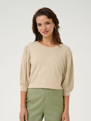 Kaffe Cream KAlone 1/2 Sleeve Knit Pullover Jumper - Image 1 of 6