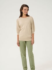 Kaffe Cream KAlone 1/2 Sleeve Knit Pullover Jumper - Image 3 of 6