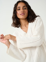 Kaffe KAlorri V-Neck Long Sleeve White Pullover Jumper - Image 4 of 6