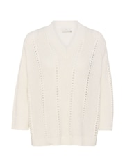 Kaffe KAlorri V-Neck Long Sleeve White Pullover Jumper - Image 5 of 6