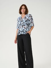 Kaffe Blue KAelina V-Neck Floral Print Blouse - Image 2 of 6