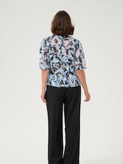 Kaffe Blue KAelina V-Neck Floral Print Blouse - Image 3 of 6