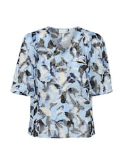Kaffe Blue KAelina V-Neck Floral Print Blouse - Image 5 of 6